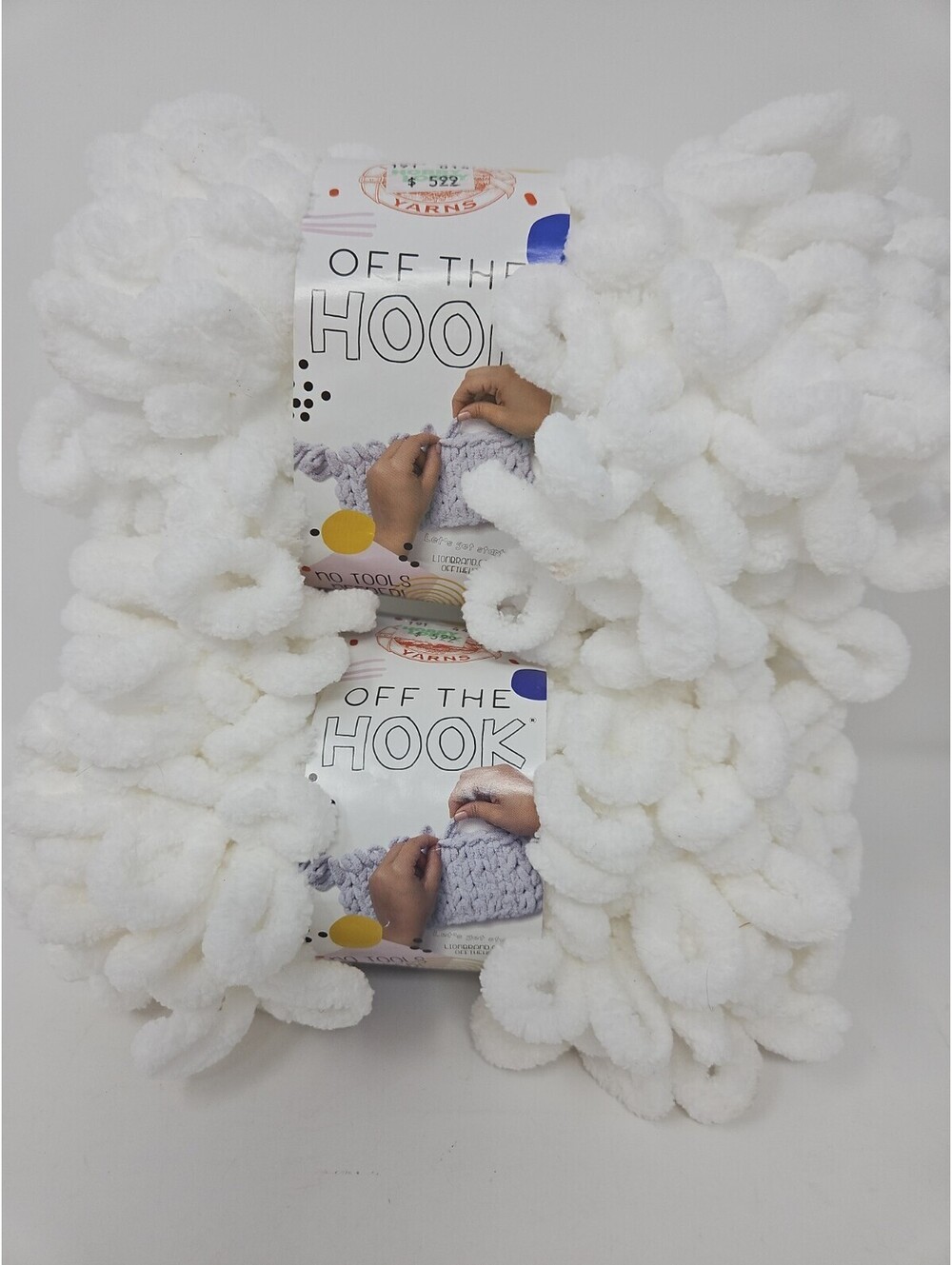 2 Lion Brand Off The Hook Yarn-Sugarcane White 516-100AJ- New